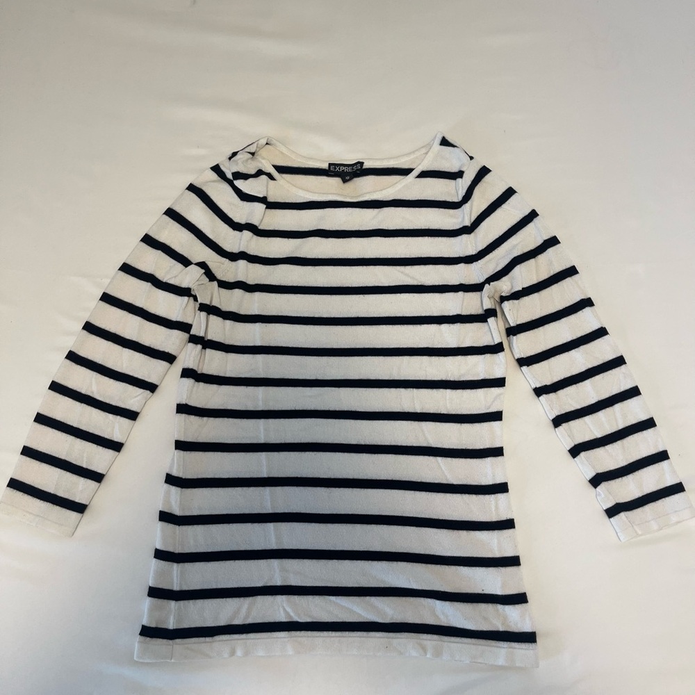 Express Black and White Striped Tee